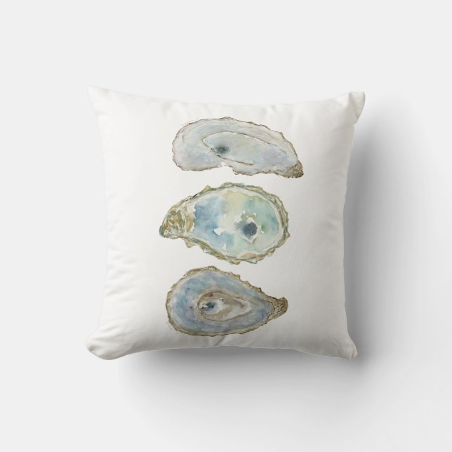 3 Watercolor Oysters- Vertical Design Cushion (Front)