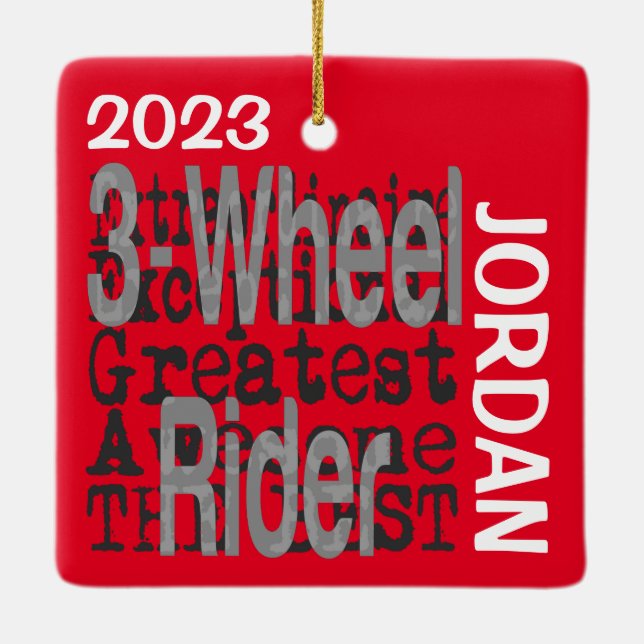 3-Wheel Rider Extraordinaire CUSTOM Ceramic Ornament (Back)