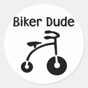 3 Wheeler Retro Biker Dude Classic Round Sticker