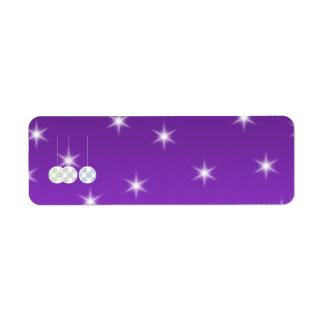 3 White Swirl Design Christmas Baubles. On Purple