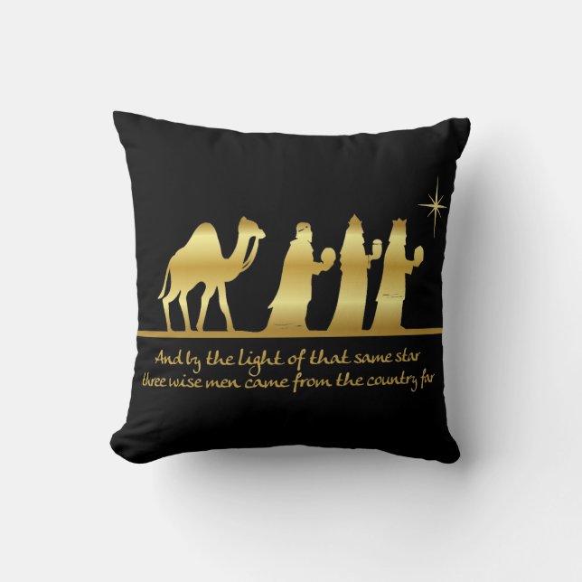 3 Wise Men First Noel Holiday Throw Pillow (Front)