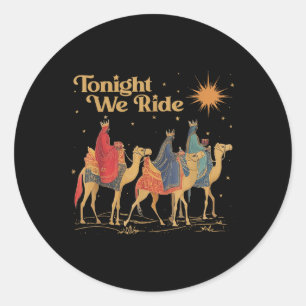 3 Wise Men Tonight We Ride Christmas Classic Round Sticker