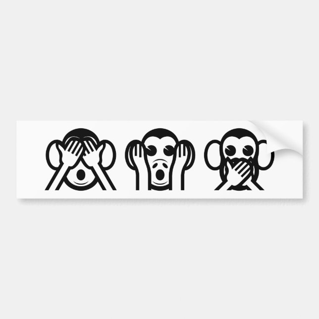 3 Wise Monkeys Emoji Bumper Sticker (Front)
