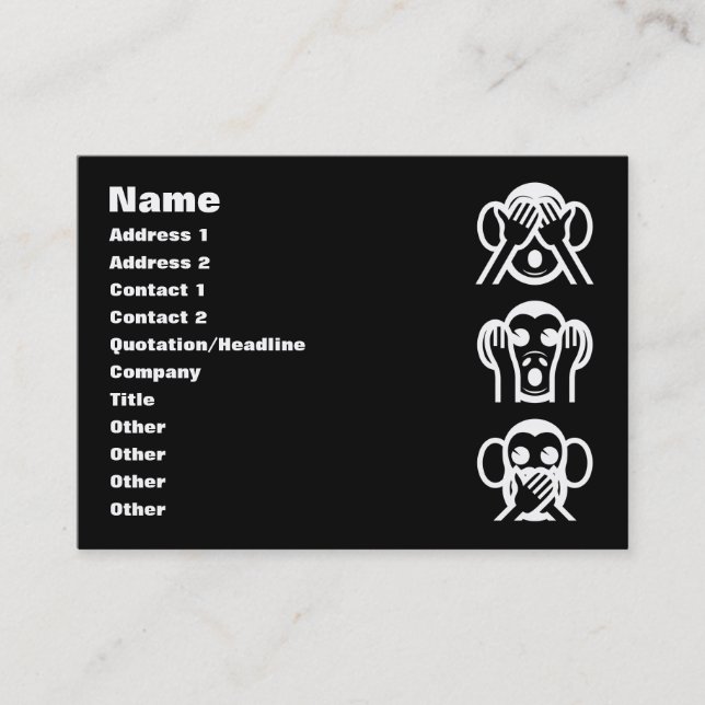 3 Wise Monkeys Emoji Business Card (Front)