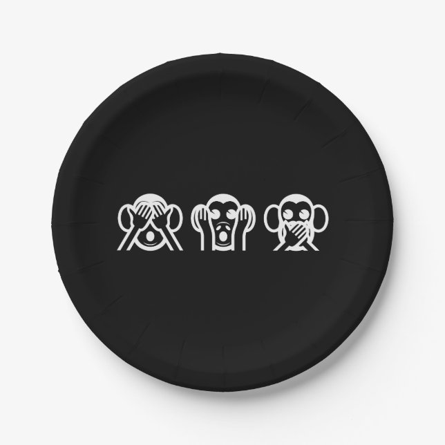 3 Wise Monkeys Emoji Paper Plate (Front)