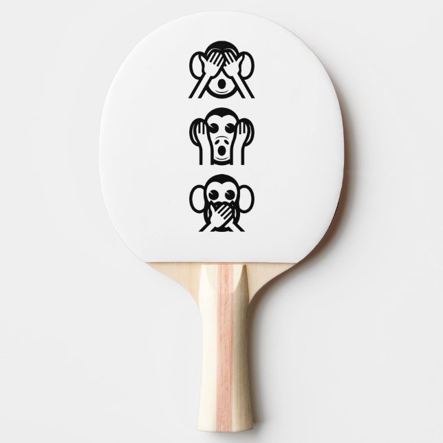 3 Wise Monkeys Emoji Ping Pong Paddle (Front)