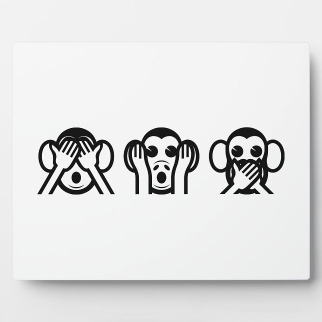 3 Wise Monkeys Emoji Plaque (Front)