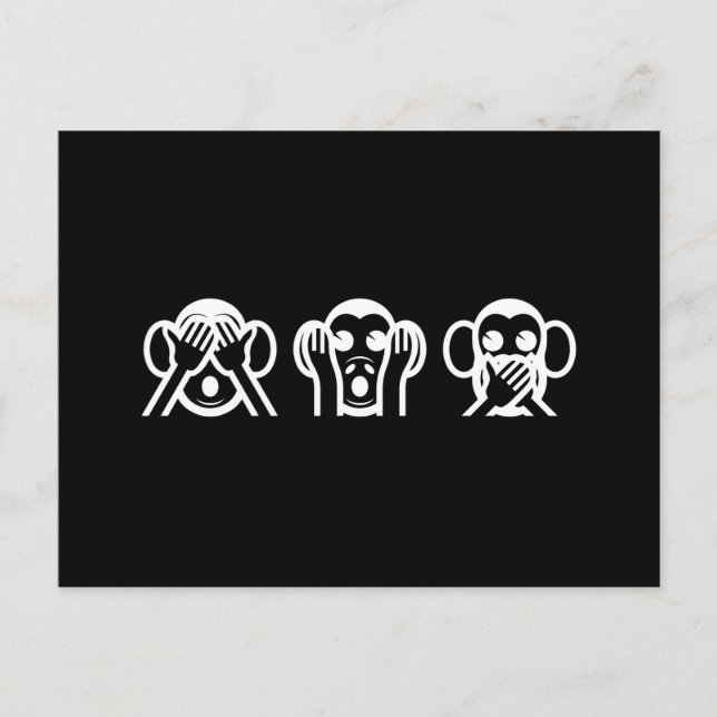 3 Wise Monkeys Emoji Postcard (Front)