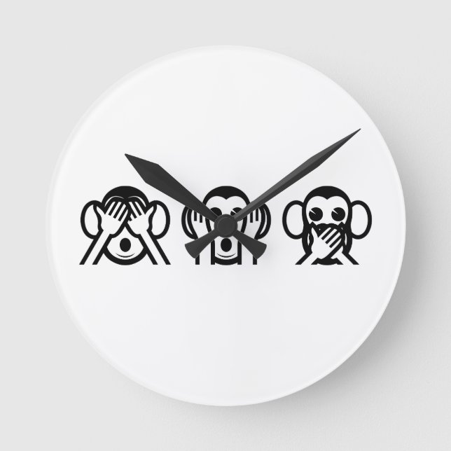 3 Wise Monkeys Emoji Round Clock (Front)