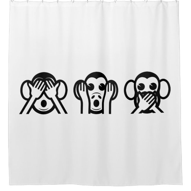 3 Wise Monkeys Emoji Shower Curtain (Front)