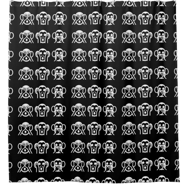 3 Wise Monkeys Emoji Shower Curtain (Front)