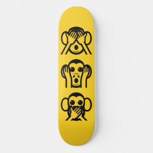 3 Wise Monkeys Emoji Skateboard