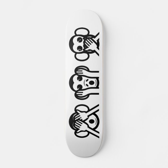 3 Wise Monkeys Emoji Skateboard (Front)