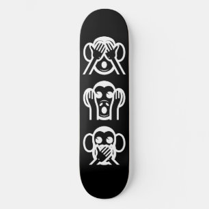 3 Wise Monkeys Emoji Skateboard