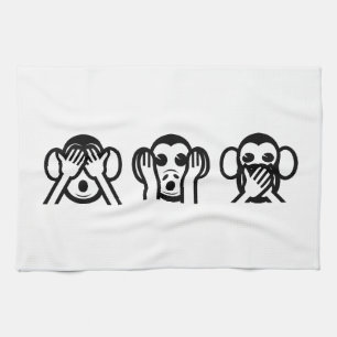 3 Wise Monkeys Emoji Tea Towel