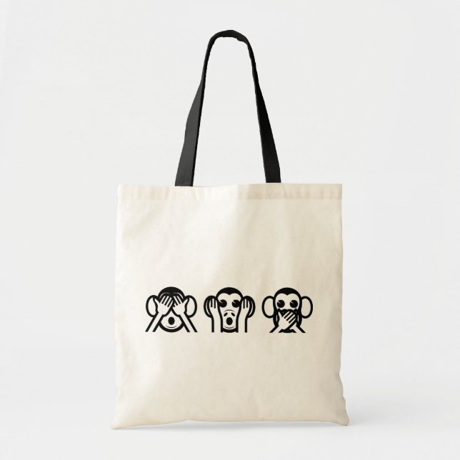 3 Wise Monkeys Emoji Tote Bag (Front)