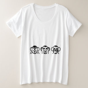 3 Wise Monkeys Emoji Triplets Plus Size T-Shirt