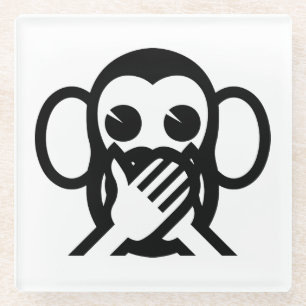 3 Wise Monkeys Iwazaru 言わざる Speak NO Evil Emoji Glass Coaster