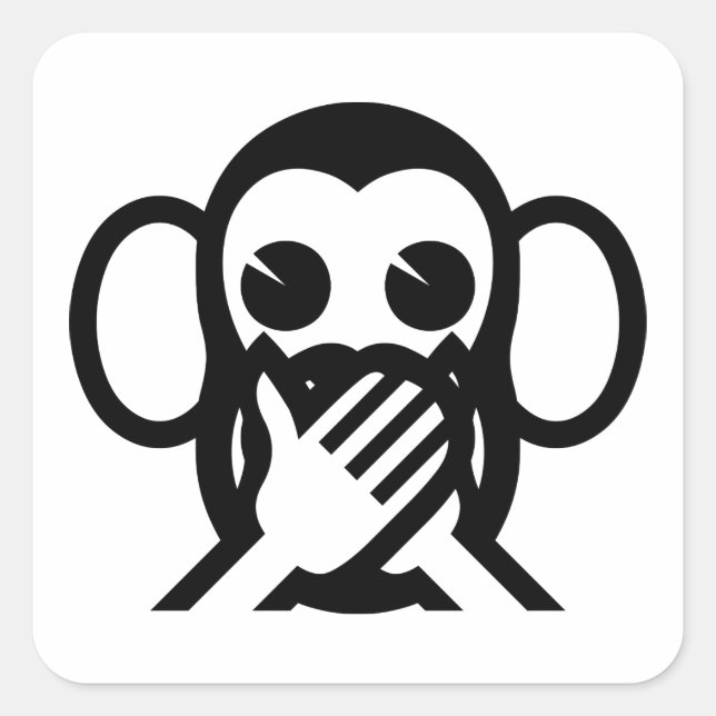 3 Wise Monkeys Iwazaru 言わざる Speak NO Evil Emoji Square Sticker (Front)