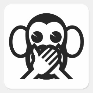 3 Wise Monkeys Iwazaru 言わざる Speak NO Evil Emoji Square Sticker
