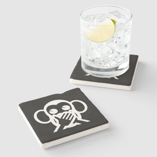 3 Wise Monkeys Iwazaru 言わざる Speak NO Evil Emoji Stone Coaster (Side)
