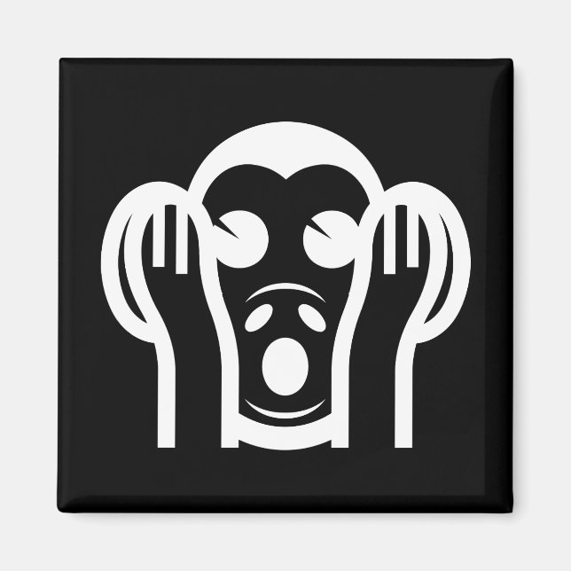3 Wise Monkeys Kikazaru 聞かざる Hear NO Evil Emoji Magnet (Front)