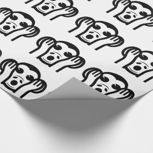 3 Wise Monkeys Kikazaru 聞かざる Hear NO Evil Emoji Wrapping Paper