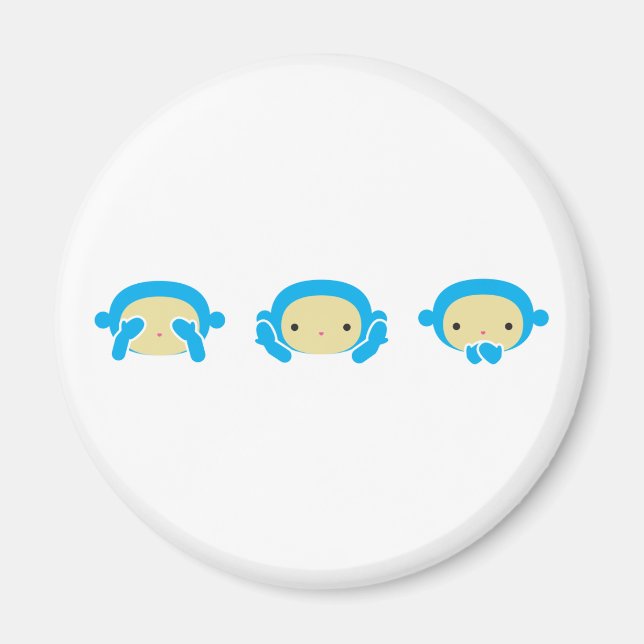 3 Wise Monkeys Magnet (Front)