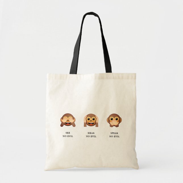 3 Wise Monkeys: see no evil, hear no evil, speak.. Tote Bag (Front)