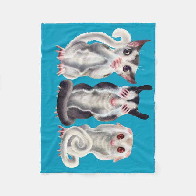 3 wise sugar gliders fleece blanket (Front)
