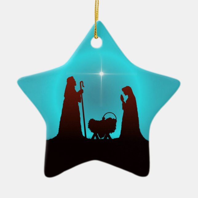 3 WISEMEN STAR & NATIVITY by SHARON SHARPE Ceramic Tree Decoration (Front)
