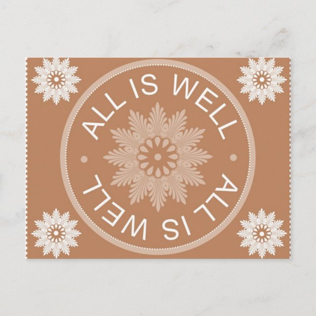 3 Word Quotes ~All Is Well ~Motivational Postcard (Front)