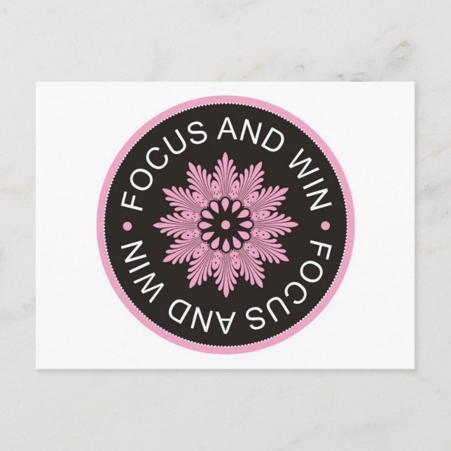 3 Word Quotes ~Focus And Win ~motivational Postcard (Front)