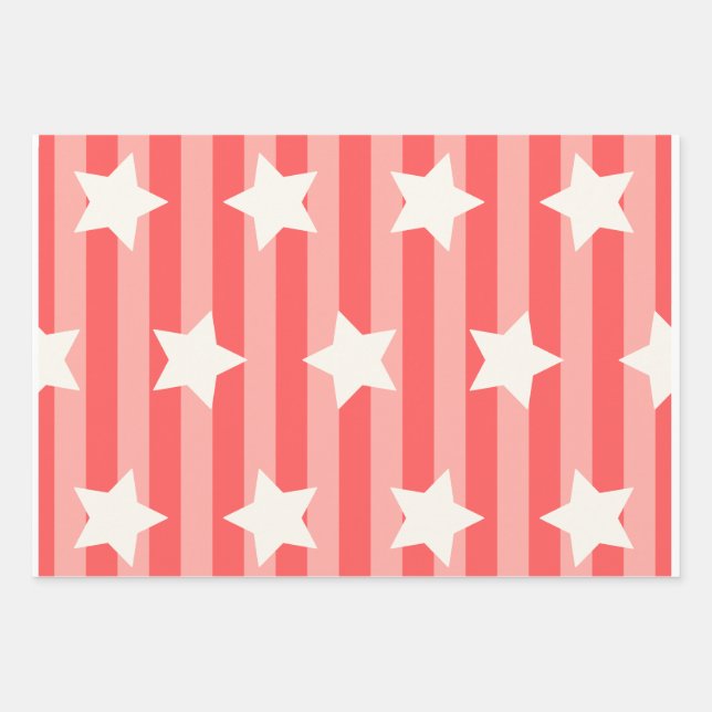 3 Wrapping Paper Sheets Pretty American colours (Front)