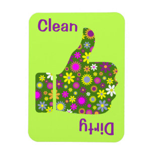 3" x 4" Thumbs Up Down Retro Pattern Clean/Dirty Magnet