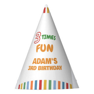 3 X The Fun Colourful Birthday Party Hat