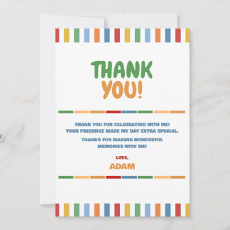 3 X The Fun Colourful Birthday Thank You Card