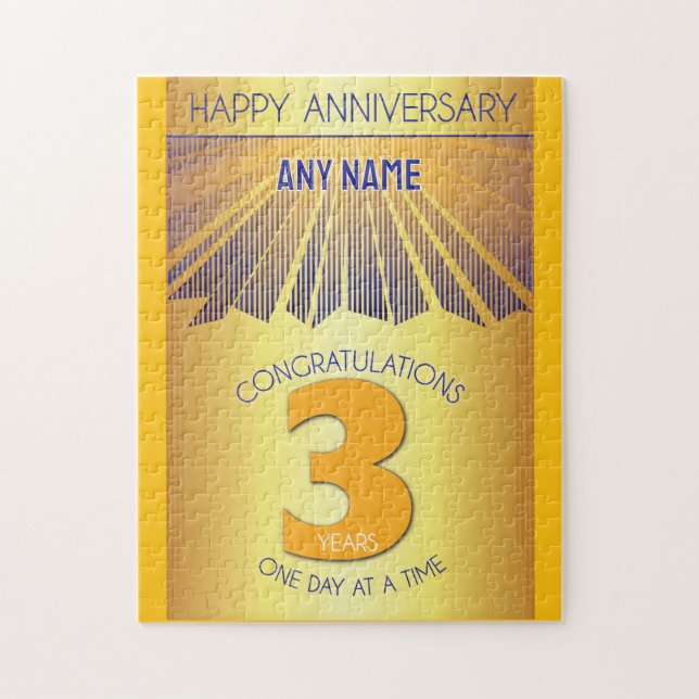 3 Year | AA 12 Step Anniversary Personalised Jigsaw Puzzle (Vertical)