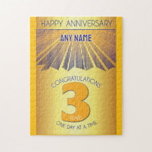 3 Year   AA 12 Step Anniversary Personalized Jigsaw Puzzle