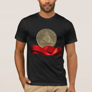 3 Year AA Anniversary Coin Red Ribbon T-Shirt