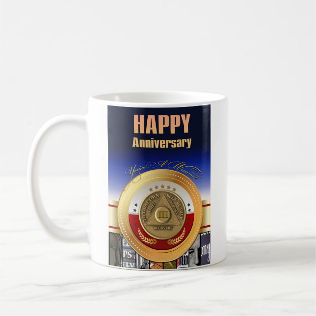 3 Year CUSTOM NAME AA Coin You're A Winner Coffee Mug (Left)