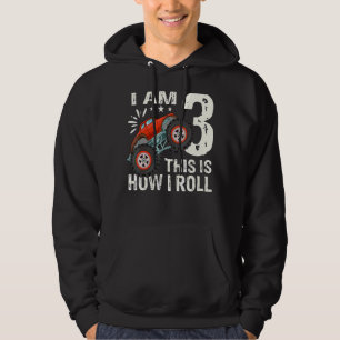 3 Year Old 3rd Birthday Boys Monster Truck Car Hoodie