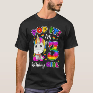 3 Year Old 3rd Birthday Unicorn Girls Pop It Fid T-Shirt