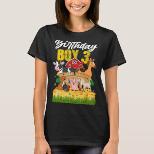 3 Year Old Barnyard Birthday Boy 3rd Farm Animals  T-Shirt
