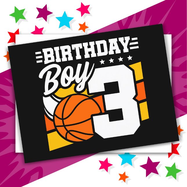 3 Year Old Basketball Party Theme 3rd Birthday Boy Postcard (Creator Uploaded)