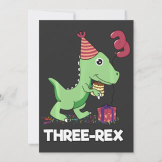 3 Year Old Birthday Boy Dinosaur Three Rex Kids Holiday Card