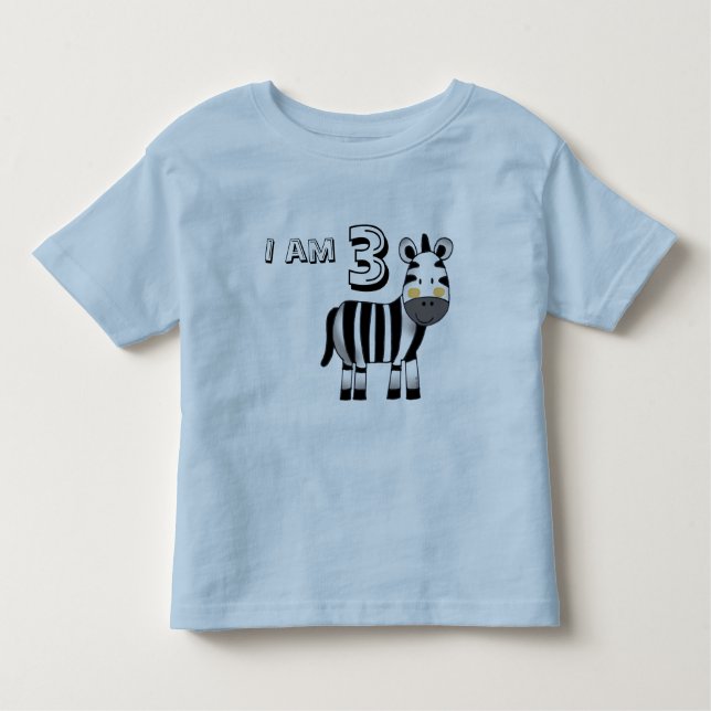 3 year old birthday boy/girl gift (zebra) toddler T-Shirt (Front)