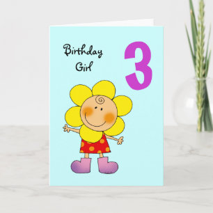 3 year old birthday girl card
