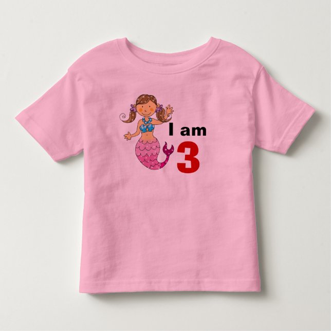 3 year old birthday mermaid girl toddler T-Shirt (Front)