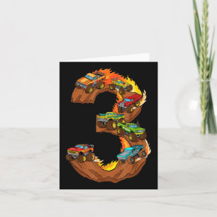 3 Year Old Birthday Monster Truck 3rd Birthday Gir Card